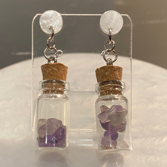 Amethyst Chip Bottle Earrings