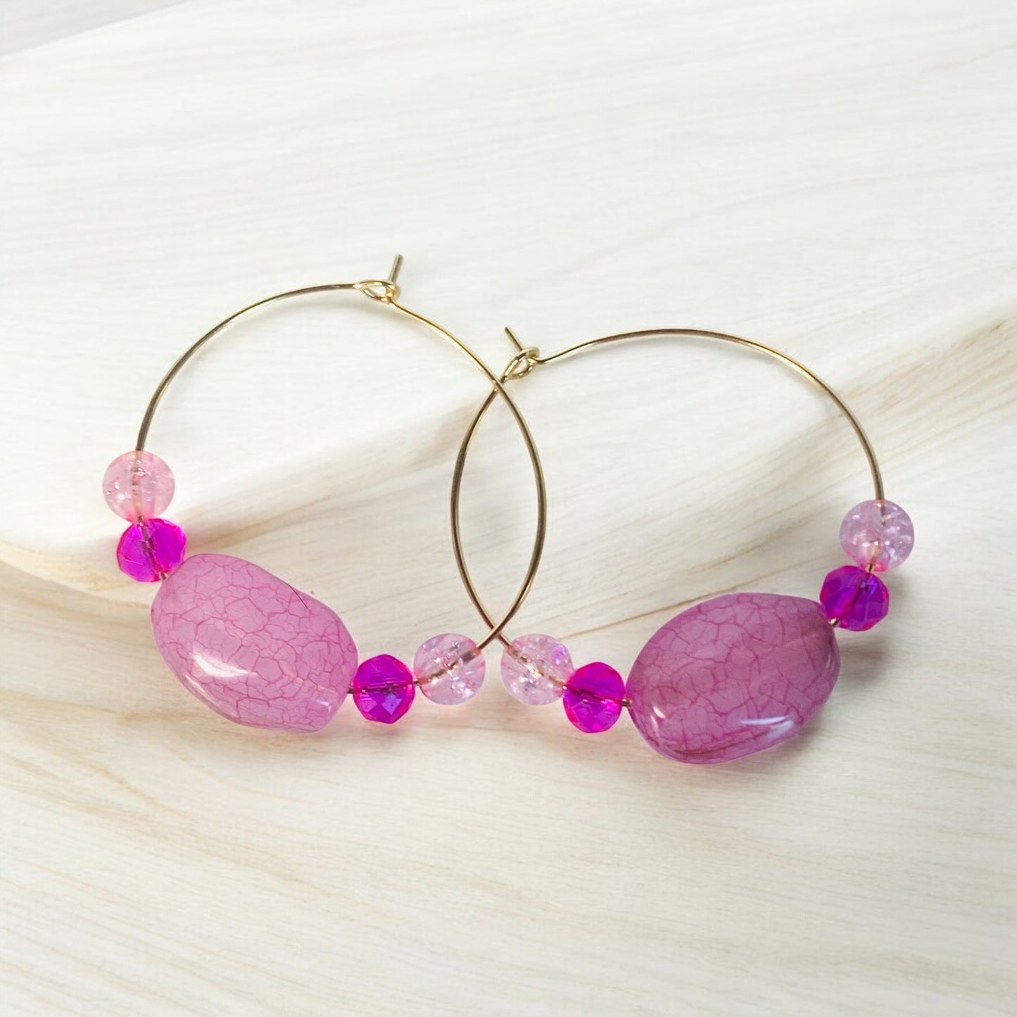 Pink Sparkle Hoops