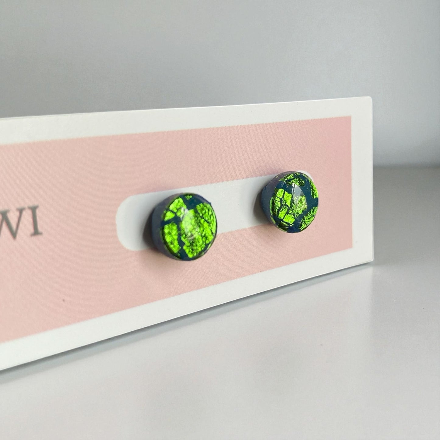 Green Xmas Glow Studs