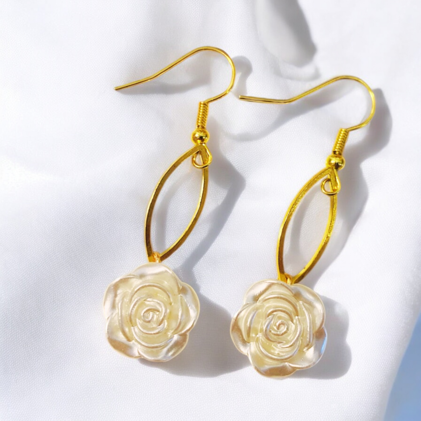 White Rose Classic Earrings