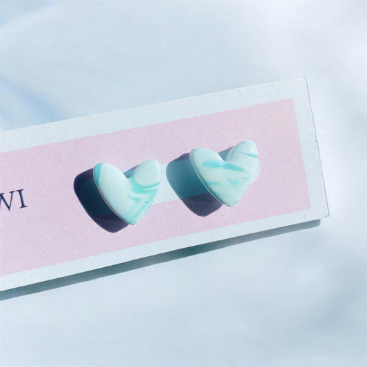 Dream Big - Mint Green Heart Studs