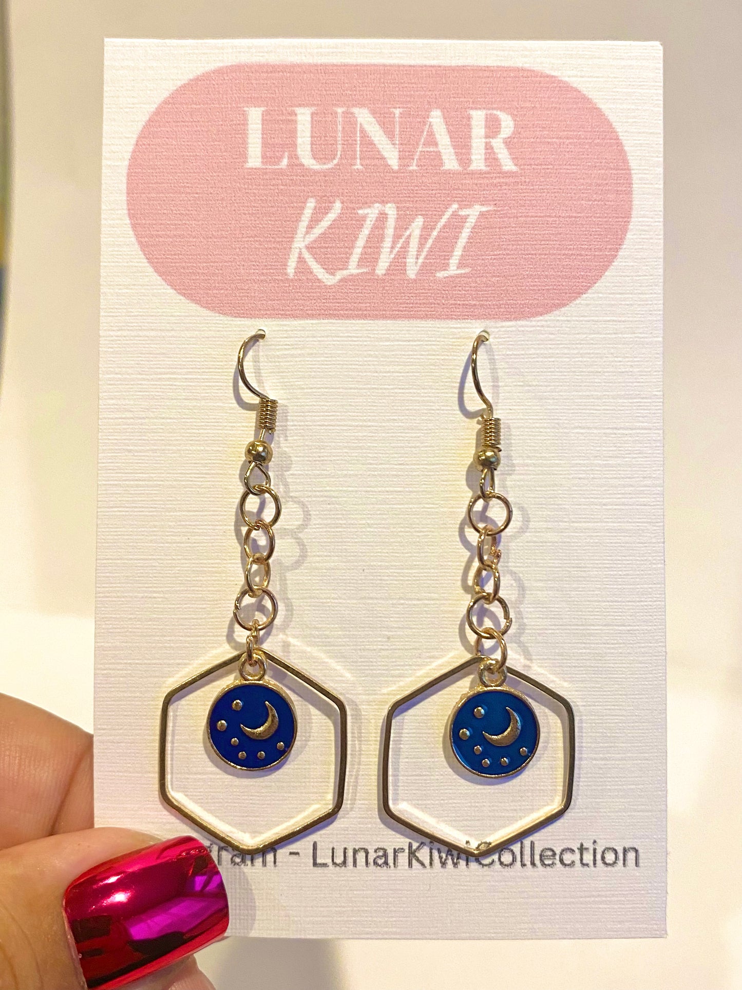 Blue moon n stars earrings