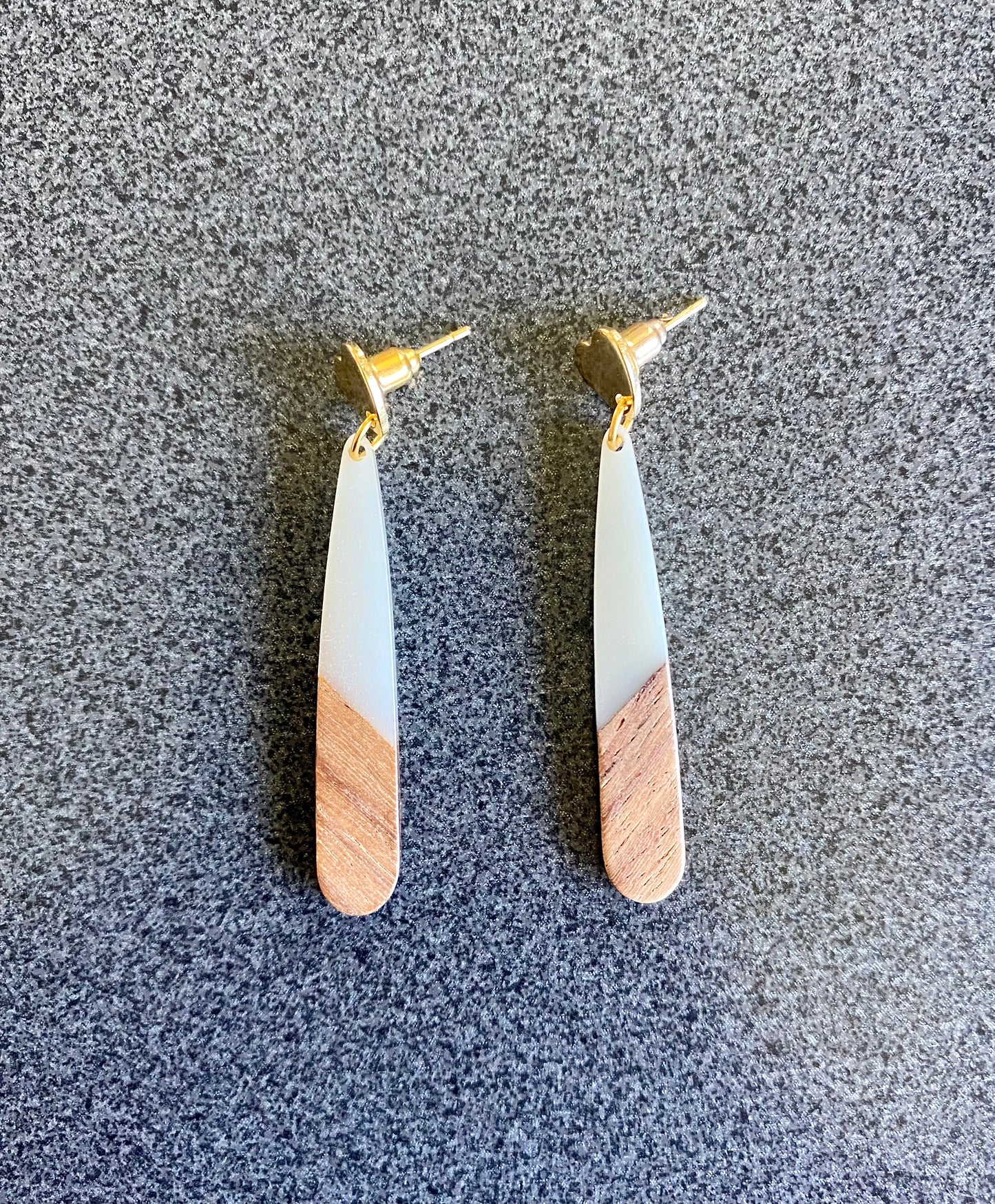 White Resin & Wood Teardrops