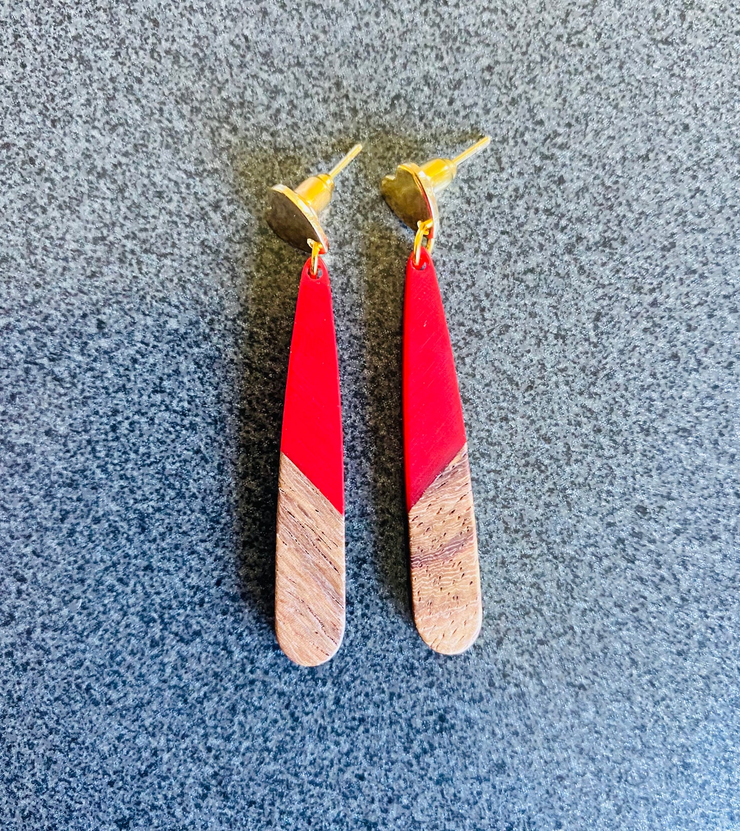 Red Resin & Wood Teardrops