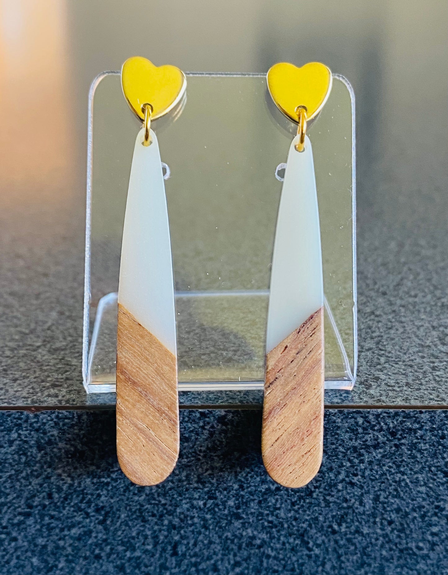 White Resin & Wood Teardrops