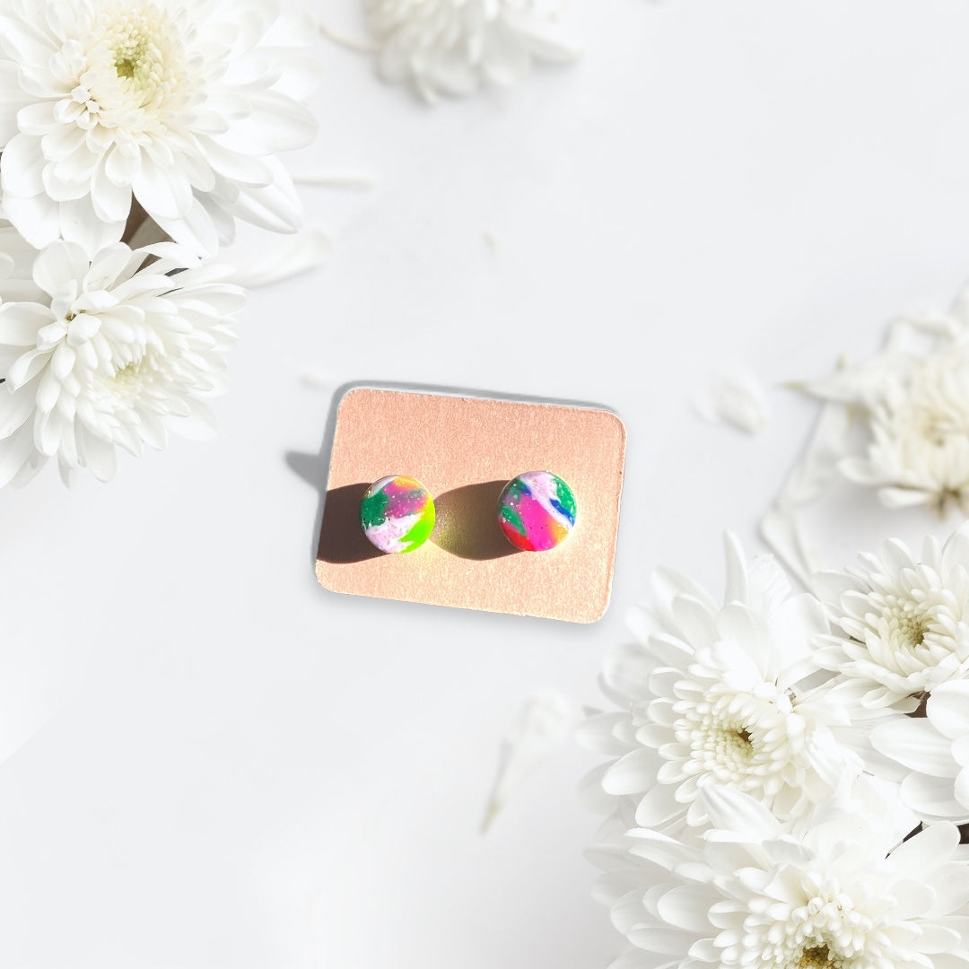 Choose Happy - Pink Nature Stud Earrings