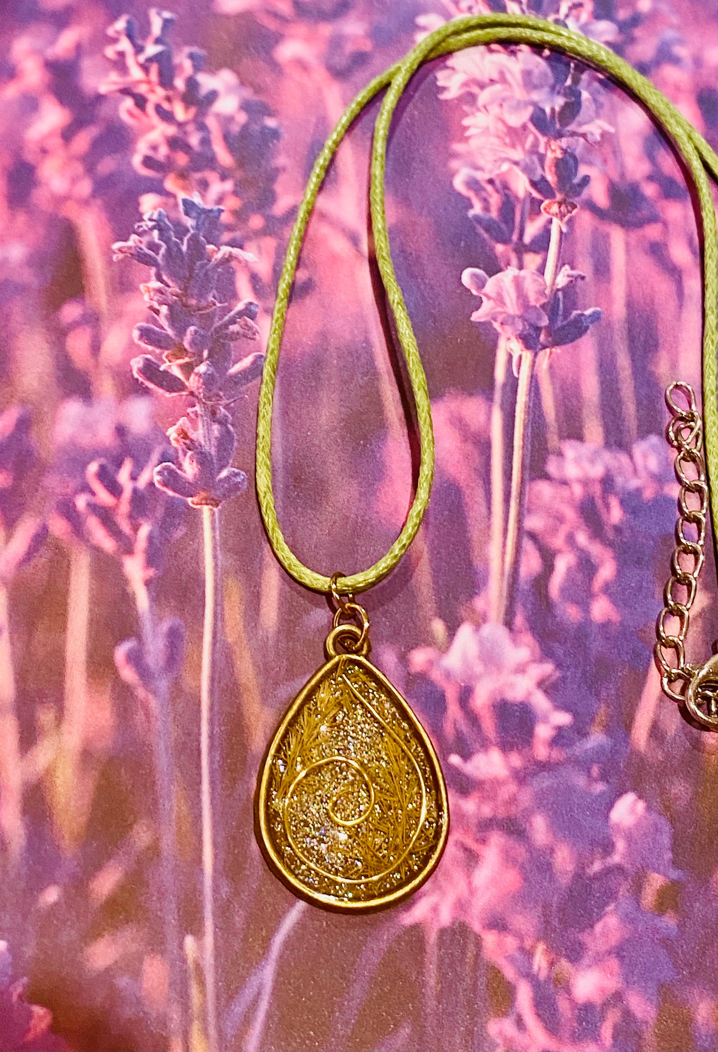 Gold Tear Drop Resin Pendant