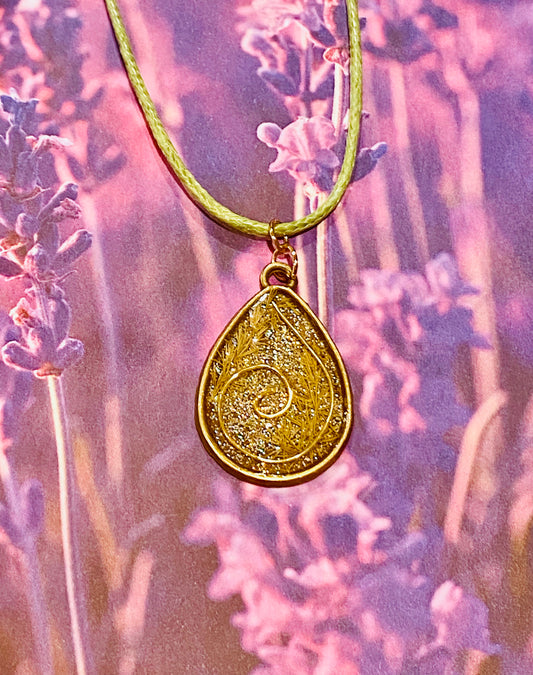 Gold Tear Drop Resin Pendant