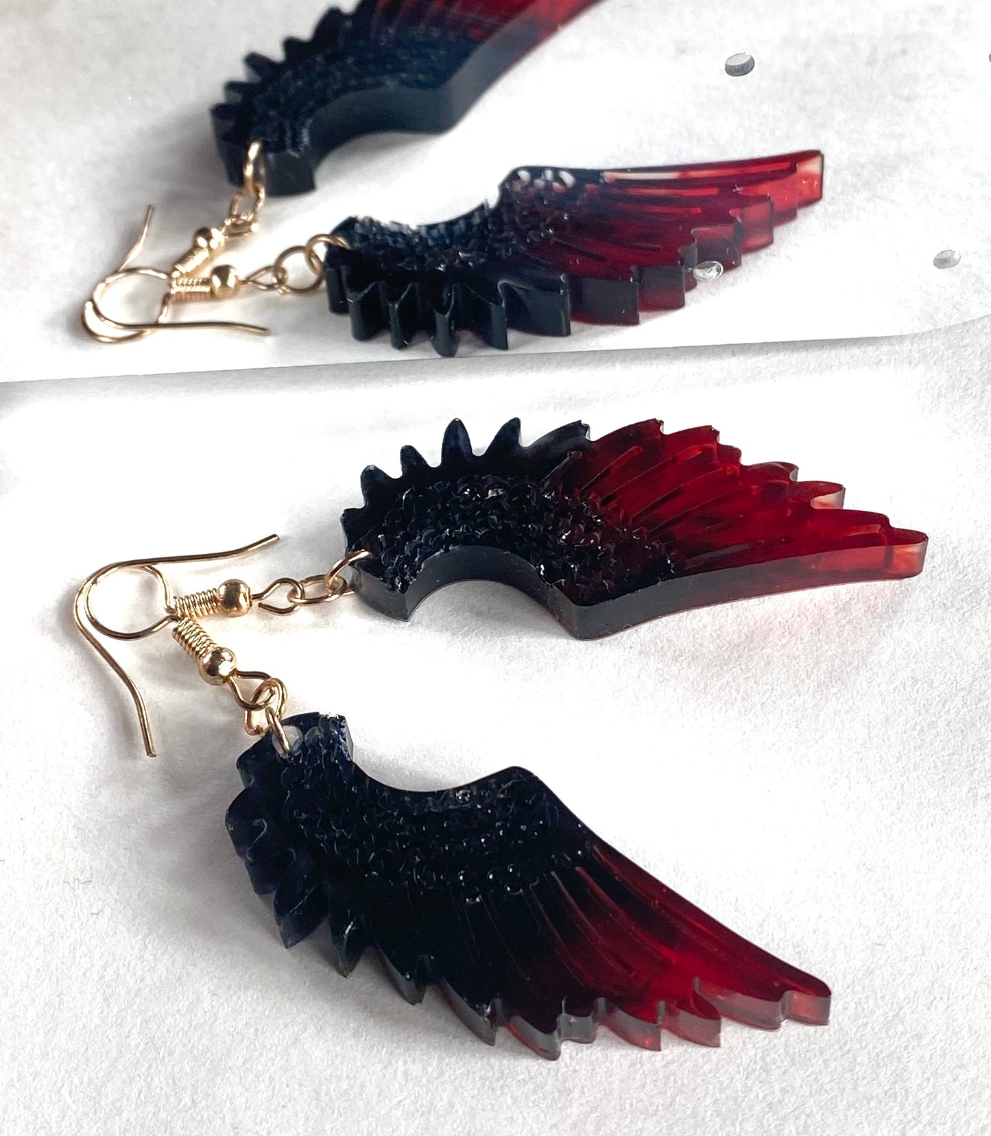 Fallen Angel wing resin earrings