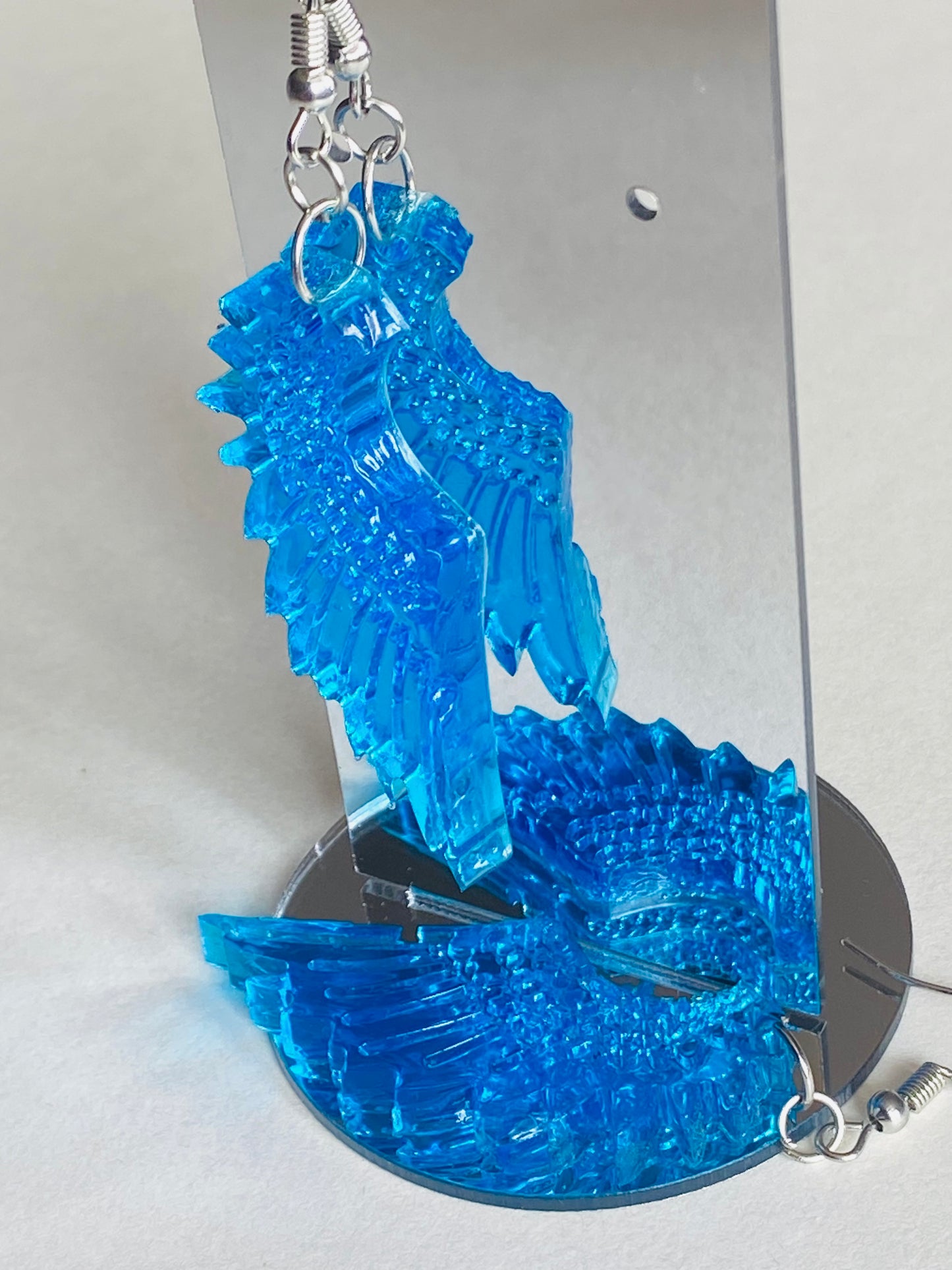 Blue Resin Angel Wing Earrings