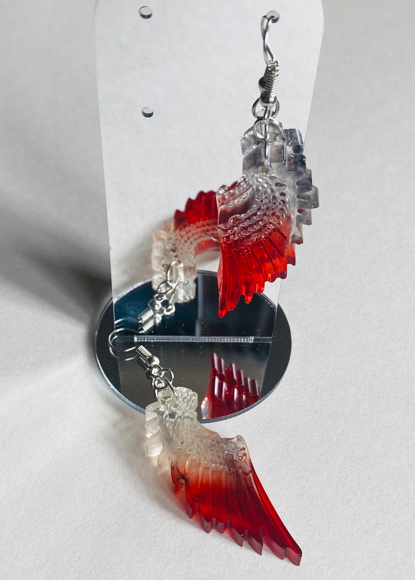 Red Angel Wing Resin Earrings