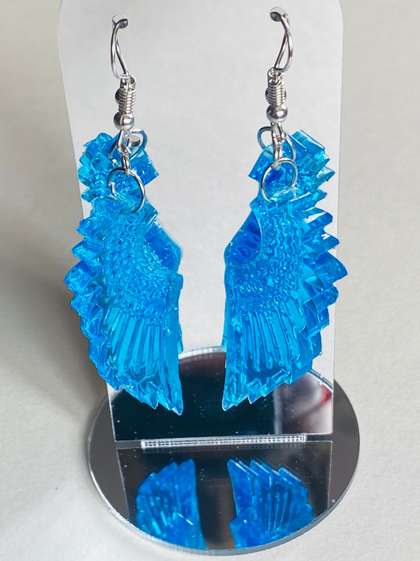 Blue Resin Angel Wing Earrings