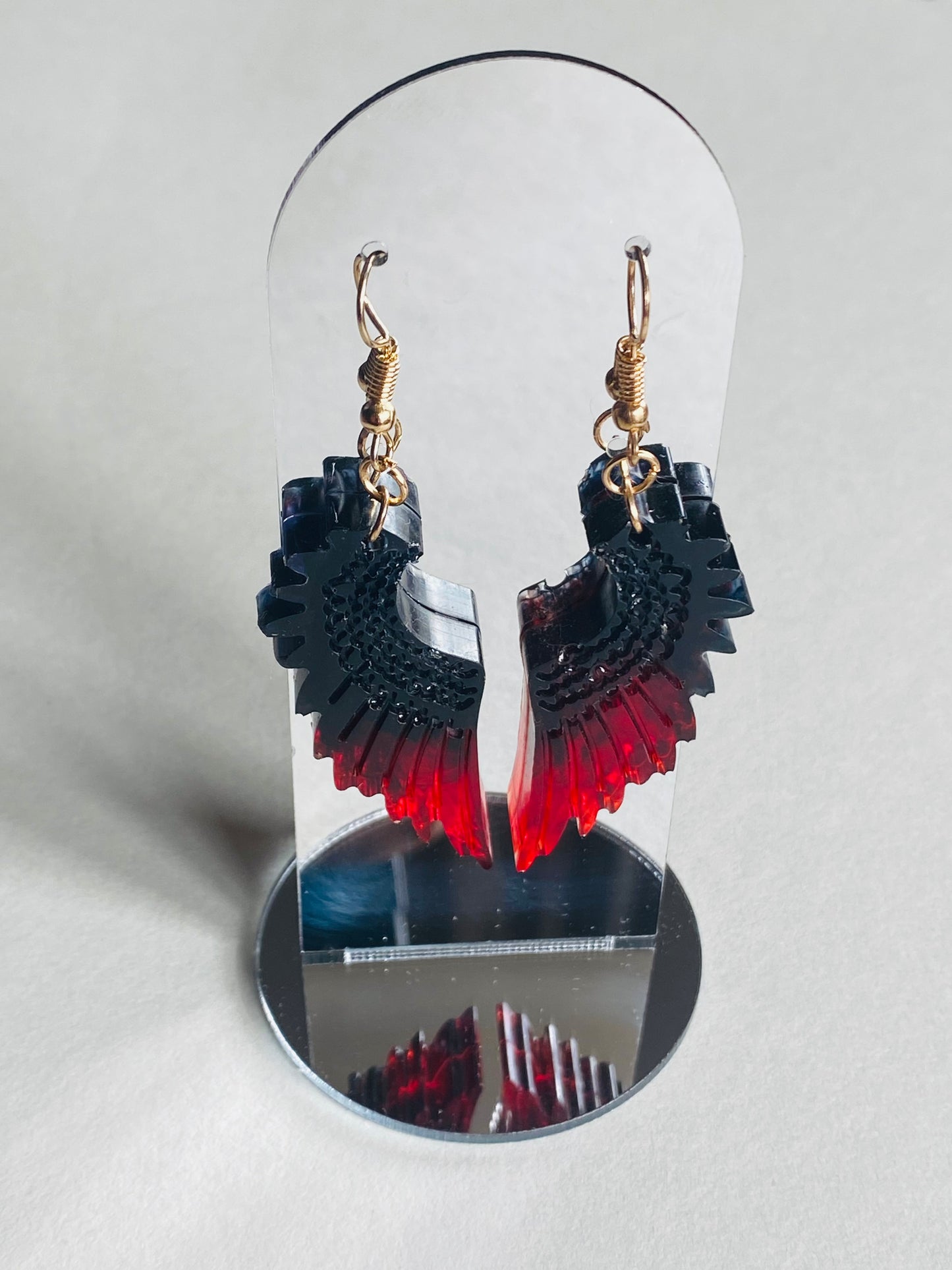 Fallen Angel wing resin earrings