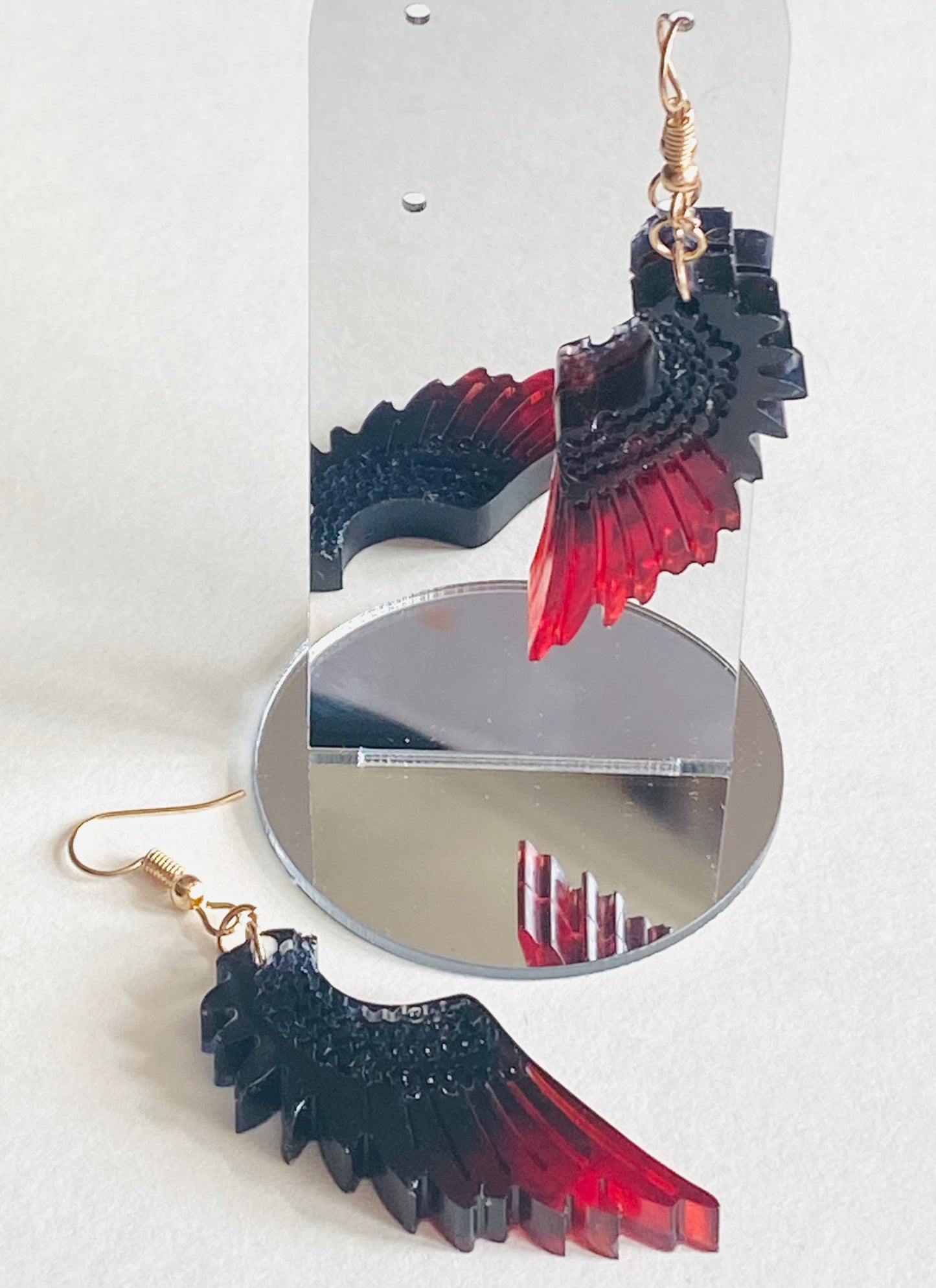 Fallen Angel wing resin earrings