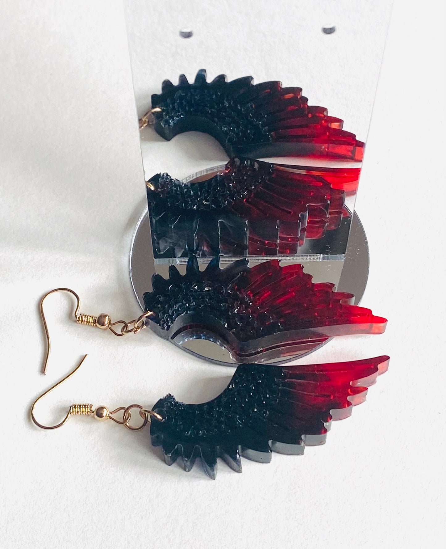 Fallen Angel wing resin earrings