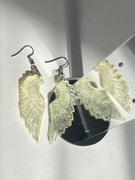 Glittery Resin Angel Wing Earrings