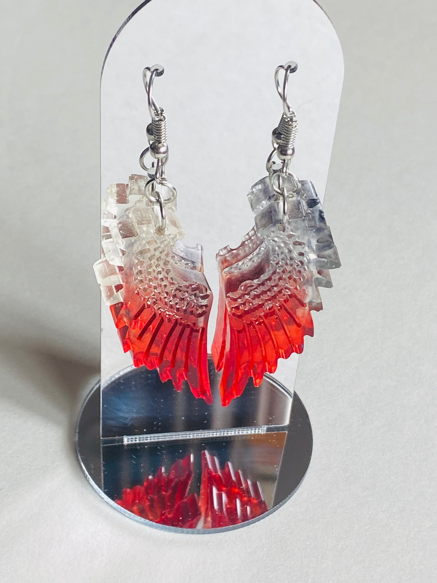 Red Angel Wing Resin Earrings