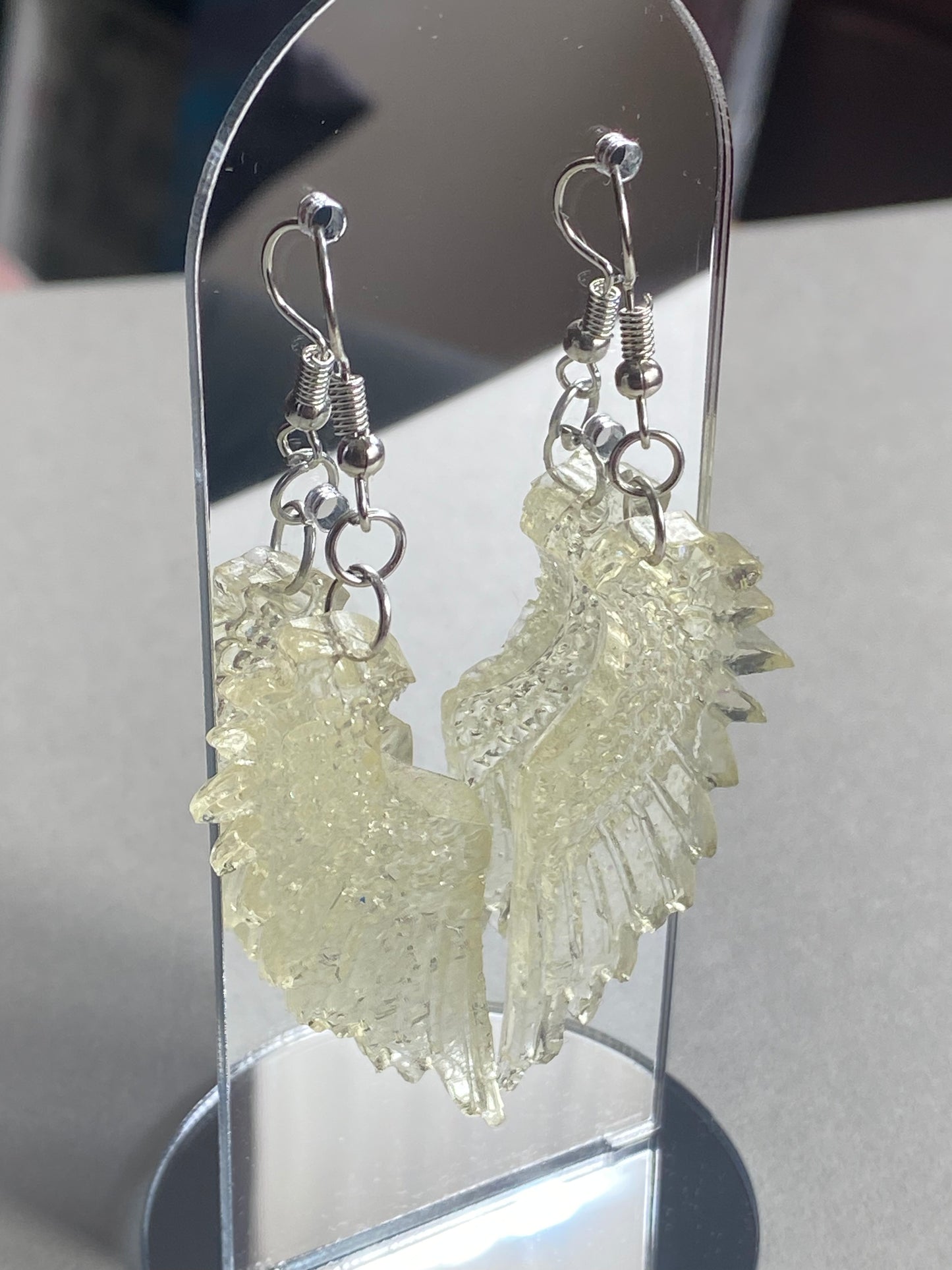 Glittery Resin Angel Wing Earrings