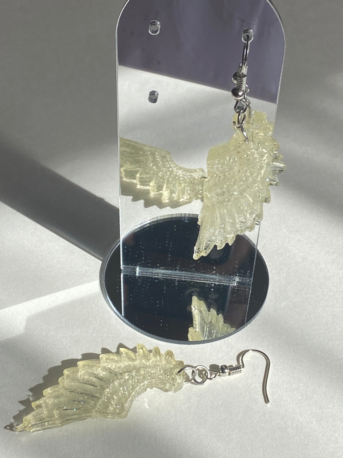 Glittery Resin Angel Wing Earrings