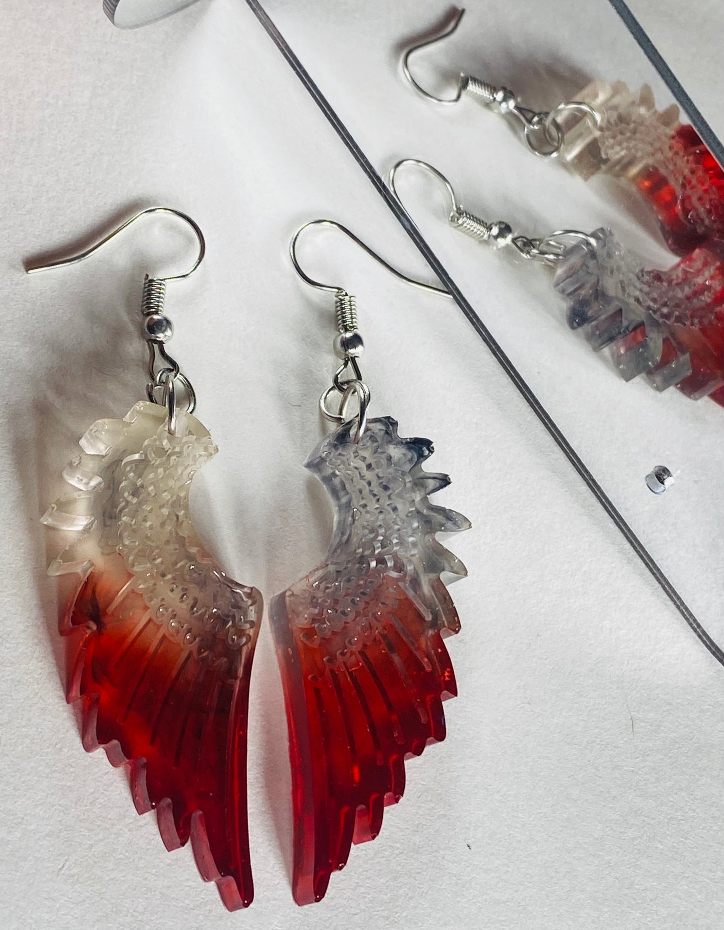 Red Angel Wing Resin Earrings