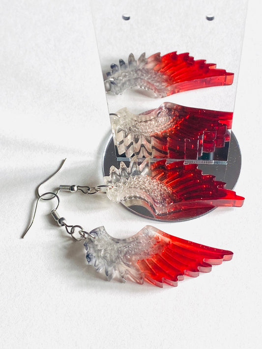 Red Angel Wing Resin Earrings